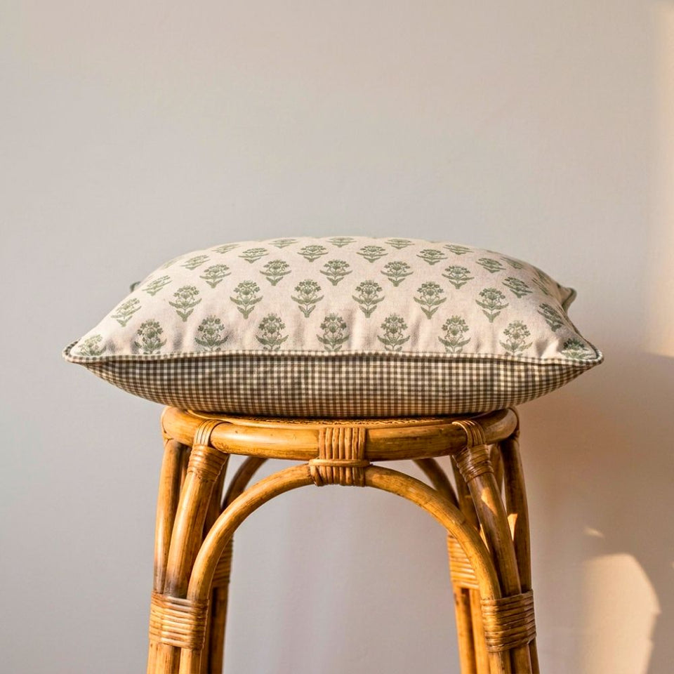 Almofada Linho 35X58 Estampa Dupla Face Verde Com Cordão