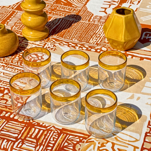 Jogo de 6 Copos Orilla Vidro Amarelo 480ml