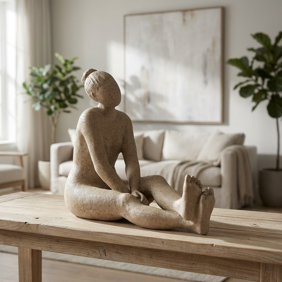 Escultura Mulher em Poliresina Areia Serena Mart 21,5x11x29cm