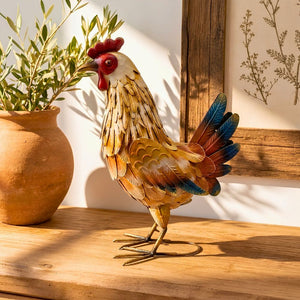 Galinha Escultura Metal Linha Rancho 26x40