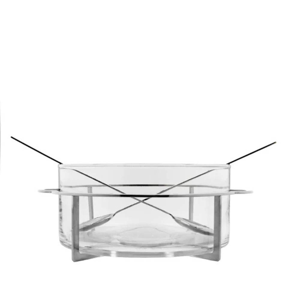 Saladeira Del Garda Inox com Par de Talheres Riva