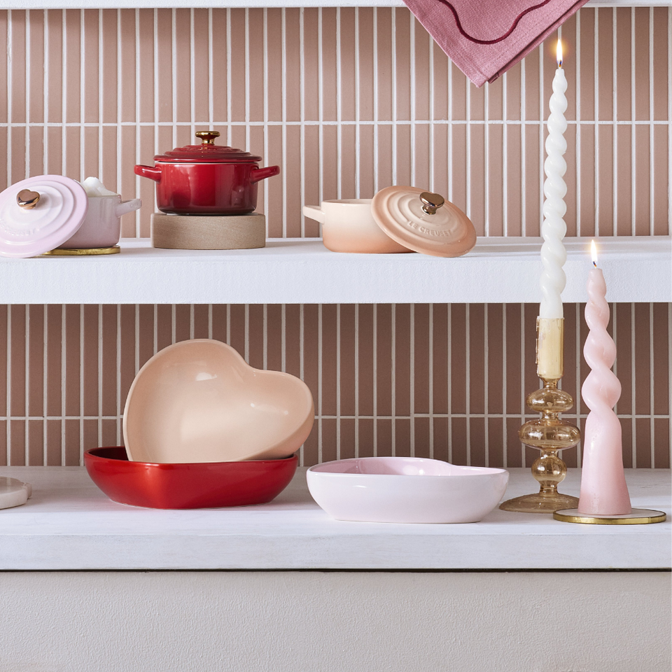 PRÉ-VENDA: Kit 2 Pratos Coração Shell Pink 13cm Le Creuset