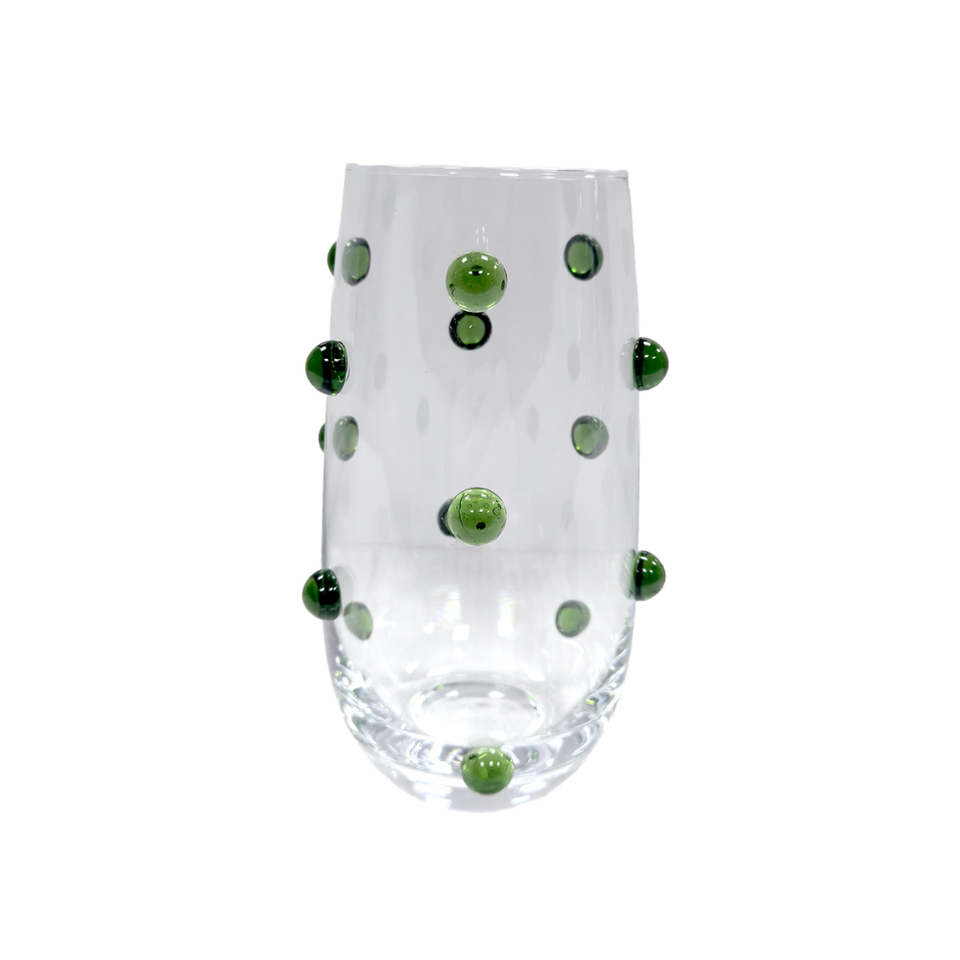 Jogo de 6 Copos Altos Vidro Dots Verde 520m