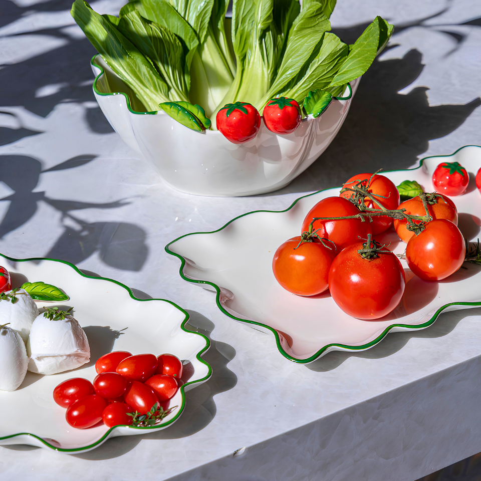 Bandeja Retangular Porcelana Tomates 37cm
