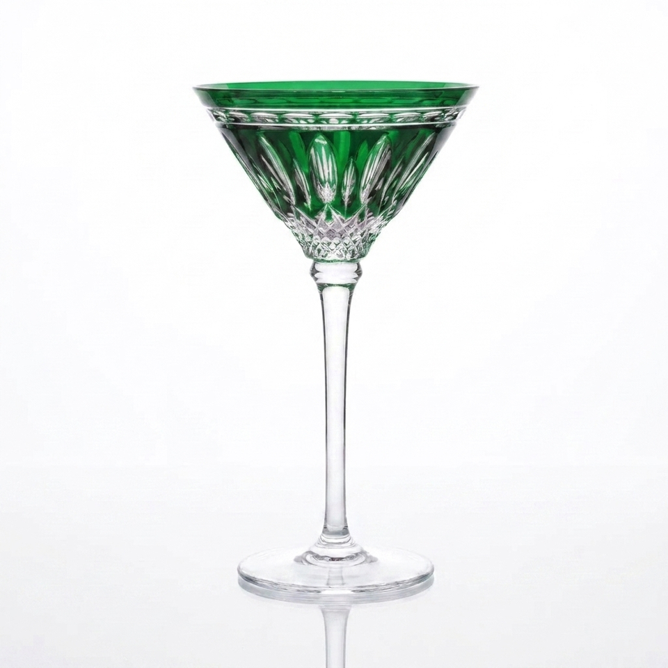 Jogo 2 Taças em Cristal Lapidado 68 para Dry Martini Verde Artemano