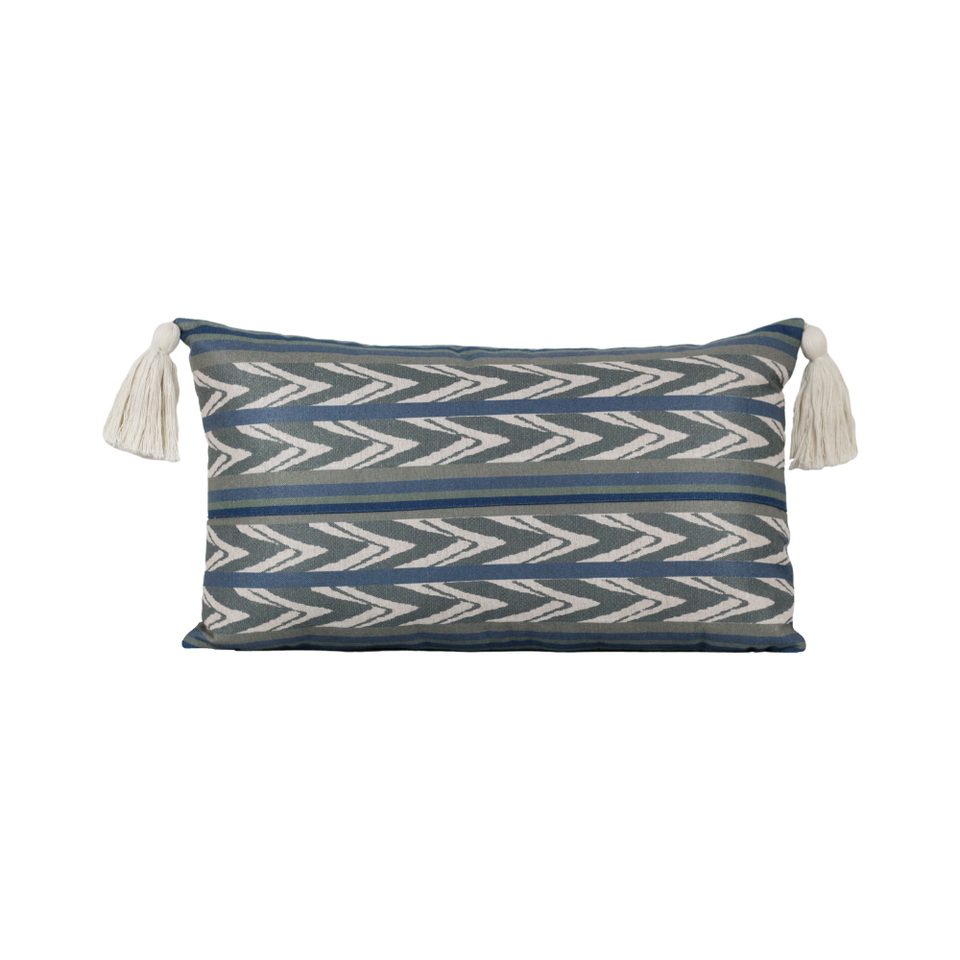 Almofada Linho 35X58 Ikat Verde Tassel