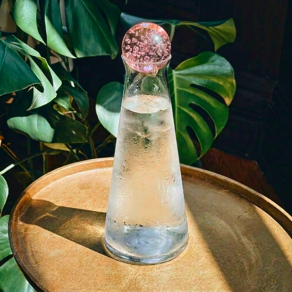 Garrafa Bubble Vidro Rosa 1L Linha Sintonia