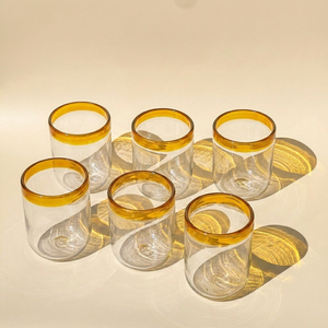 Jogo de 6 Copos Orilla Vidro Amarelo 480ml