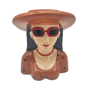 Vaso Mulher Chapéu Cerâmica 22cm Tuut