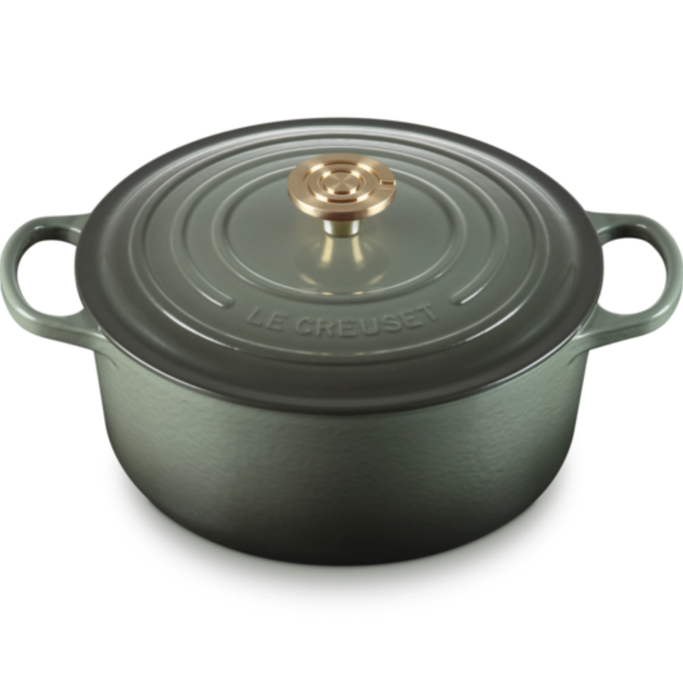 Panela Le Creuset Redonda Signature Thyme com Pegador Light Gold 5,3L 26cm