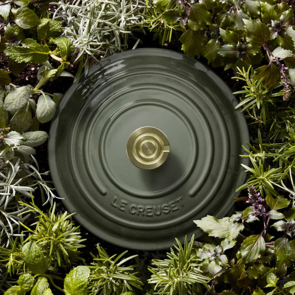 Panela Le Creuset Redonda Signature Thyme com Pegador Light Gold 5,3L 26cm