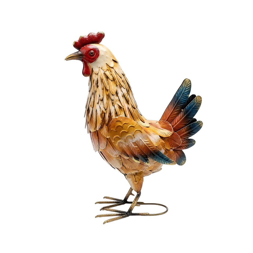 Galinha Escultura Metal Linha Rancho 26x40