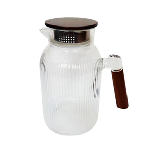 Jarra Vidro Borossilicato Canelado Cabo de Madeira Nobre 1,5L