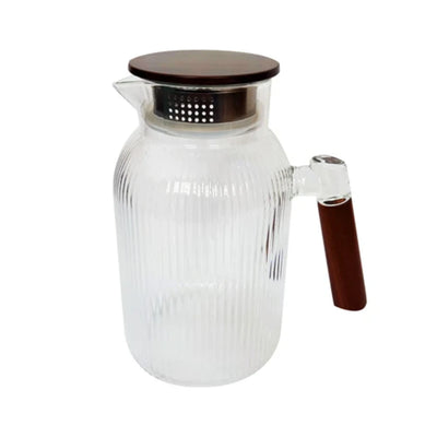 Jarra Vidro Borossilicato Canelado Cabo de Madeira Nobre 1,5L