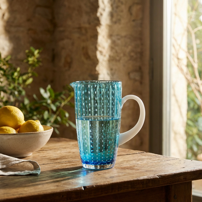 Jarra em Vidro Cristalino Coloratta 1,4L Azul