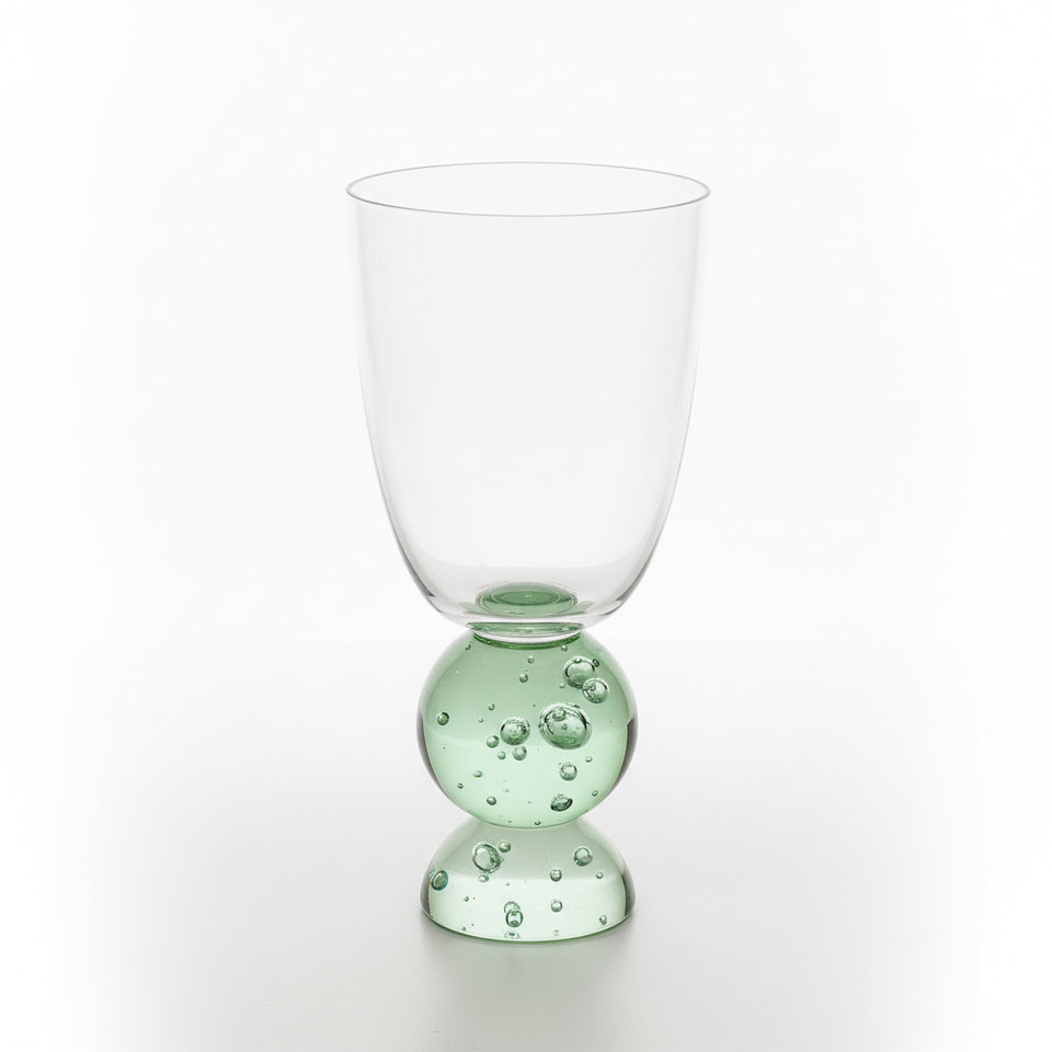 Conjunto 6 Taças Vidro Base Esfera Luna Média Verde Linha Sintonia 370ml