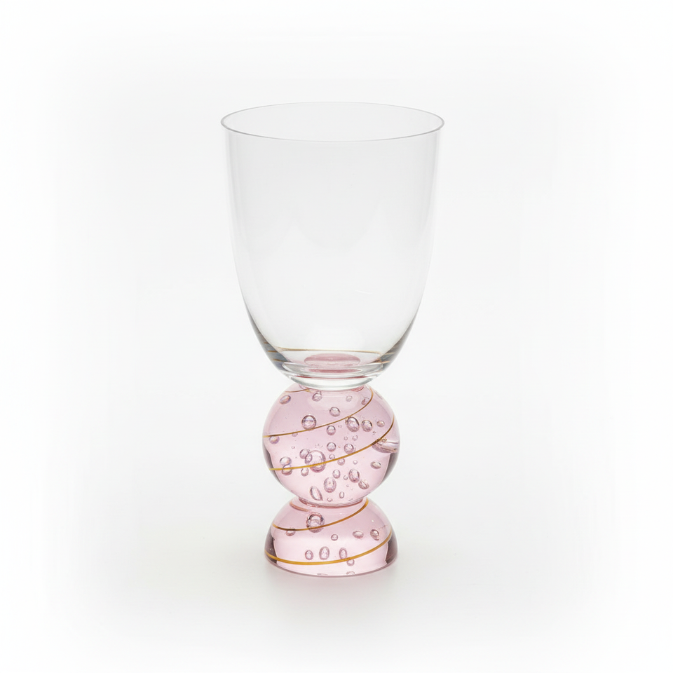 Conjunto 6 Taças Vidro Base Esfera Luna Média Rosa Linha Sintonia 370ml