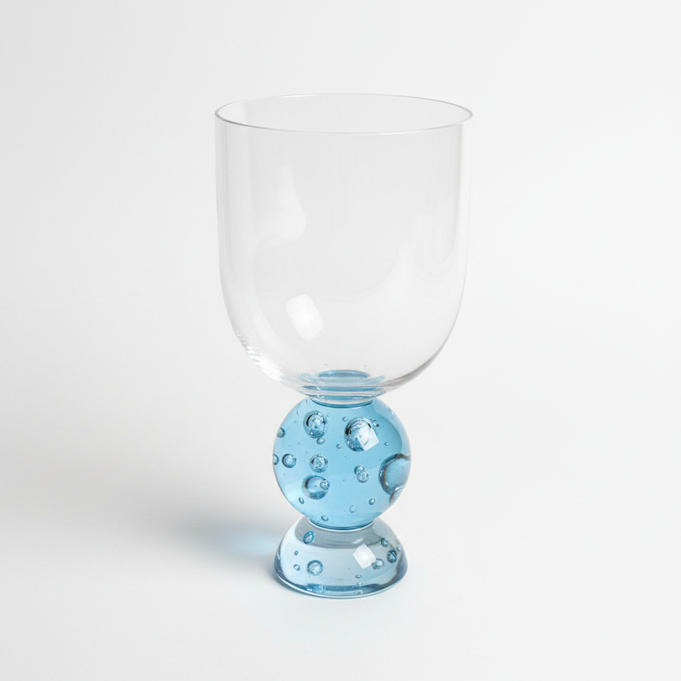 PRÉ-VENDA: Conjunto 6 Taças Vidro Base Esfera Luna Pequena Azul Linha Sintonia 400ml