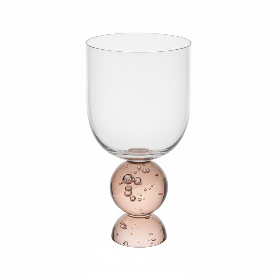 PRÉ-VENDA: Conjunto 6 Taças Vidro Base Esfera Luna Pequena Ambar Linha Sintonia 400ml