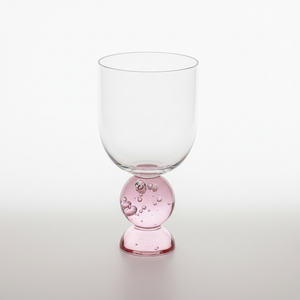 Conjunto 6 Taças Vidro Base Esfera Luna Pequena Rosa Linha Sintonia 400ml