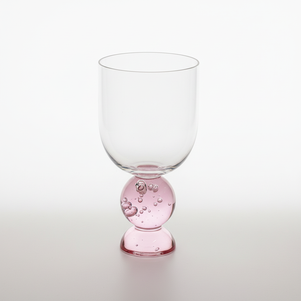 Conjunto 6 Taças Vidro Base Esfera Luna Pequena Rosa Linha Sintonia 400ml