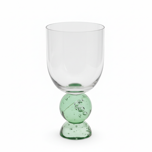 Conjunto 6 Taças Vidro Base Esfera Luna Pequena Verde Linha Sintonia 400ml