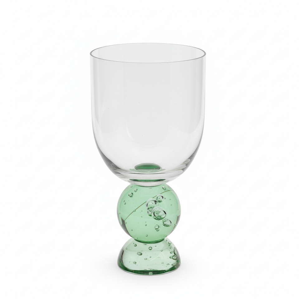 Conjunto 6 Taças Vidro Base Esfera Luna Pequena Verde Linha Sintonia 400ml