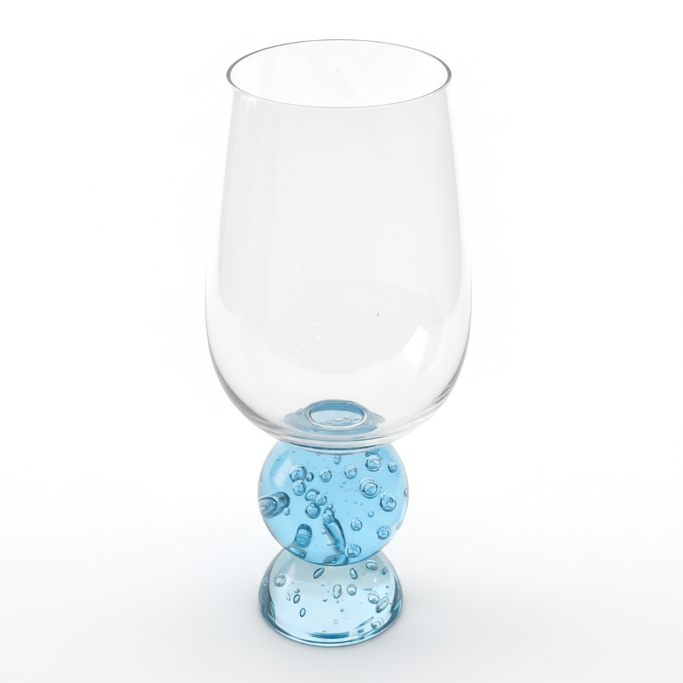 Conjunto 6 Taças Vidro Base Esfera Luna Grande Azul Linha Sintonia 500ml