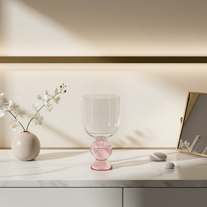 Conjunto 6 Taças Vidro Base Esfera Luna Pequena Rosa Linha Sintonia 400ml