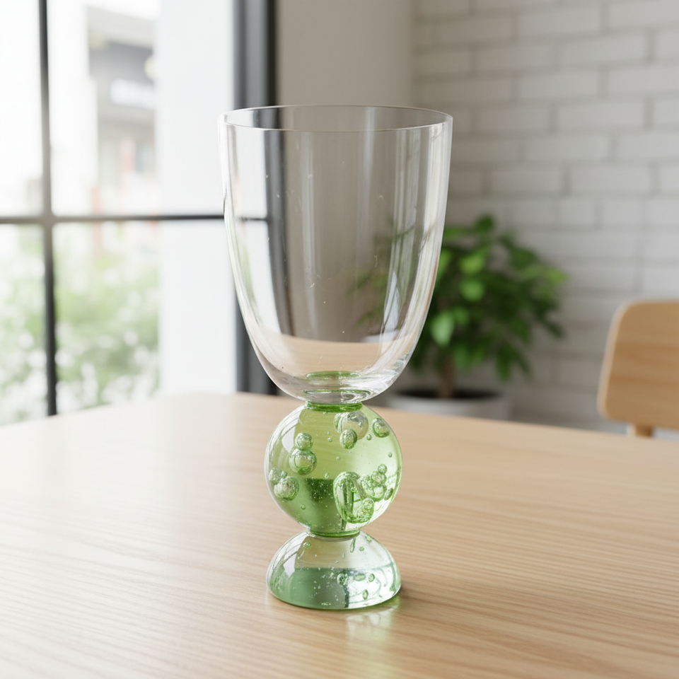 Conjunto 6 Taças Vidro Base Esfera Luna Média Verde Linha Sintonia 370ml