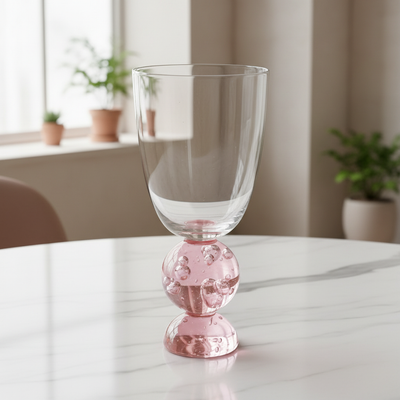 PRÉ-VENDA: Conjunto 6 Taças Vidro Base Esfera Luna Média Rosa Linha Sintonia 370ml