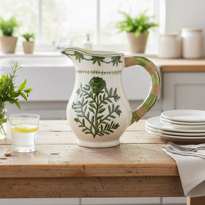 Jarra Cerâmica com Alça em Junco Alcachofra Provençal