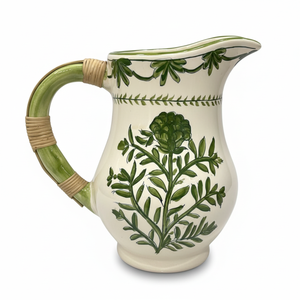Jarra Cerâmica com Alça em Junco Alcachofra Provençal