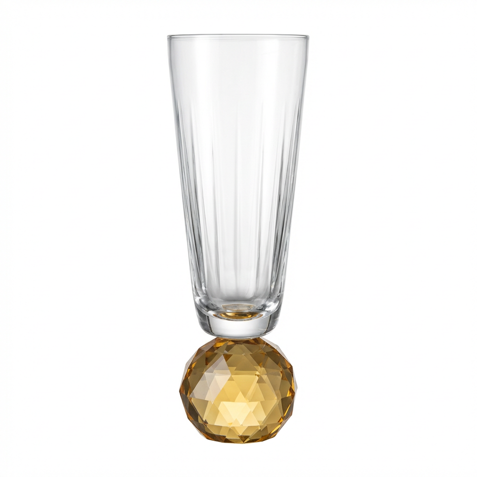 PRÉ-VENDA: Taça para Champanhe Vidro base Geométrica Transparente / Âmbar Linha Sintonia 300ml