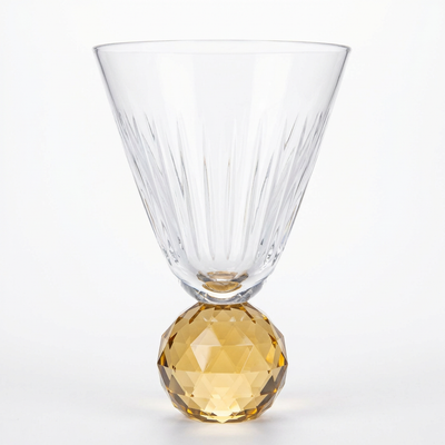 PRÉ-VENDA: Taça para Água Vidro base Geométrica Transparente / Âmbar Linha Sintonia 400ml