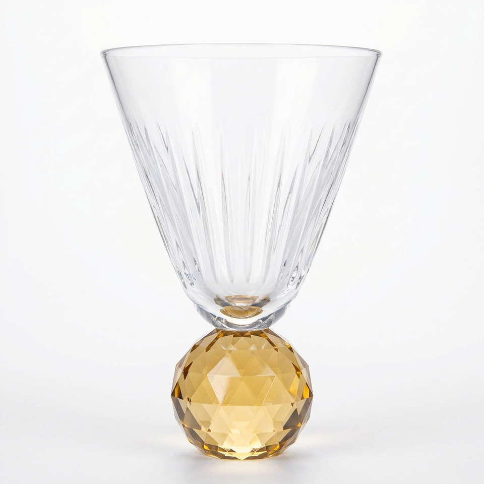 Taça para Água Vidro base Geométrica Transparente / Âmbar Linha Sintonia 400ml