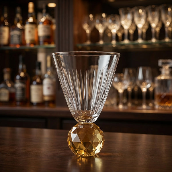 PRÉ-VENDA: Taça para Água Vidro base Geométrica Transparente / Âmbar Linha Sintonia 400ml