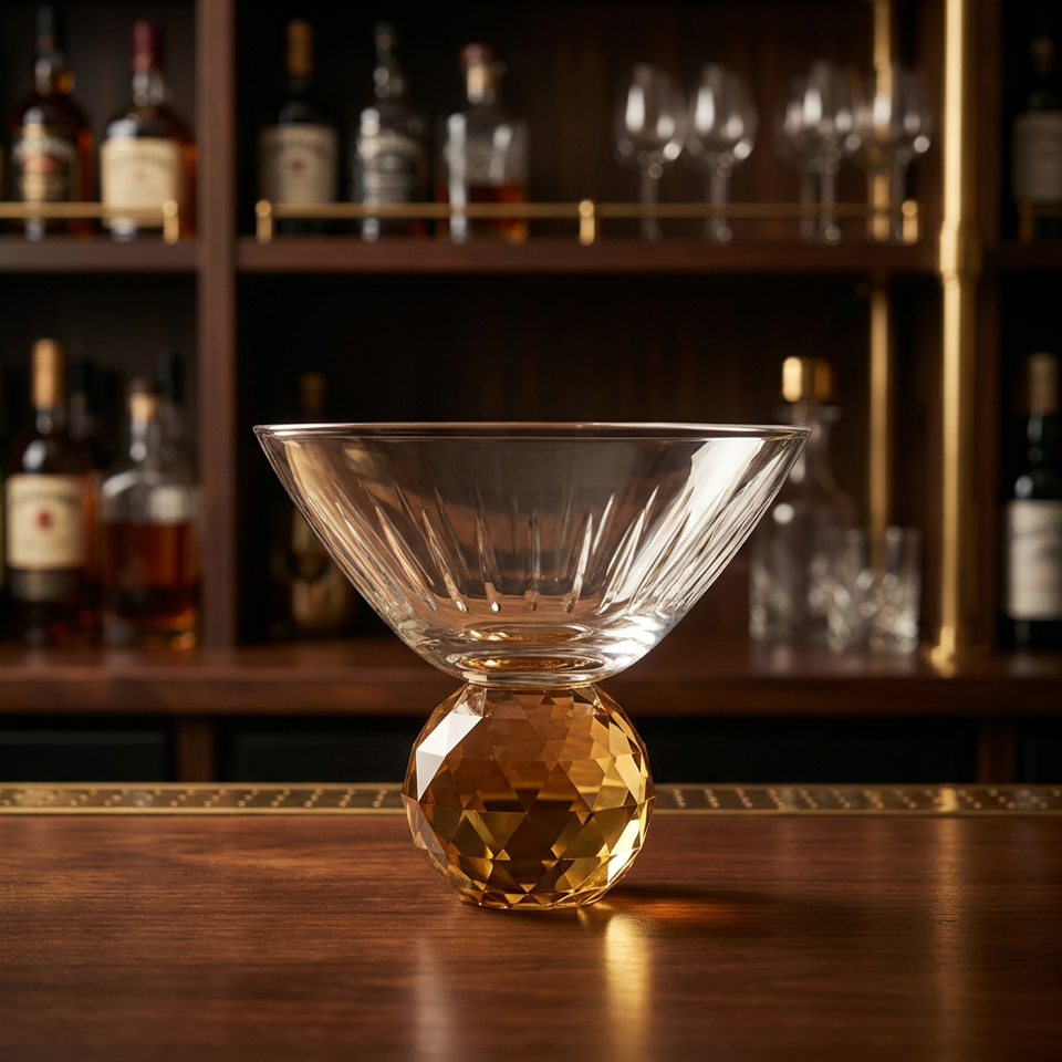 Taça para Martini Vidro base Geométrica Transparente / Âmbar Linha Sintonia 300ml