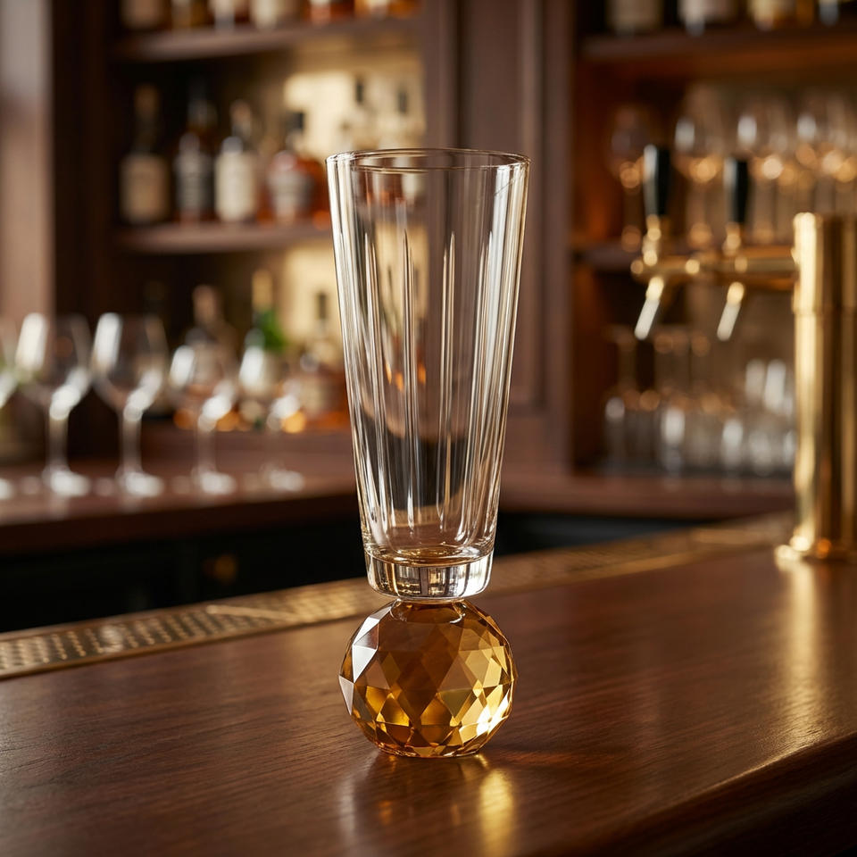 PRÉ-VENDA: Taça para Champanhe Vidro base Geométrica Transparente / Âmbar Linha Sintonia 300ml