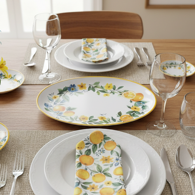 Travessa Oval Melamina Zagara Limão 35,5cm