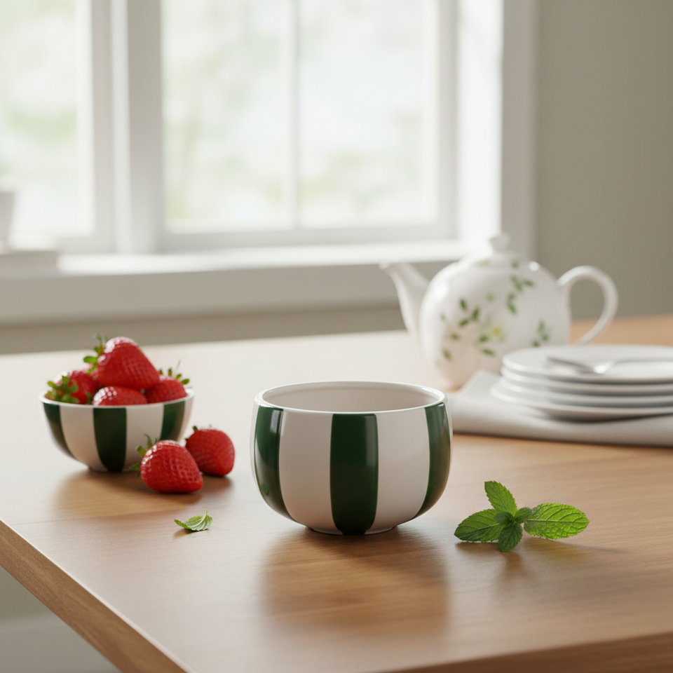Vaso Cerâmica Bowl Listrado 15x15x11cm Tuut