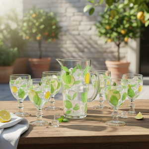 Jogo 6 Taças Água e Jarra de Vidro Limone Tuut