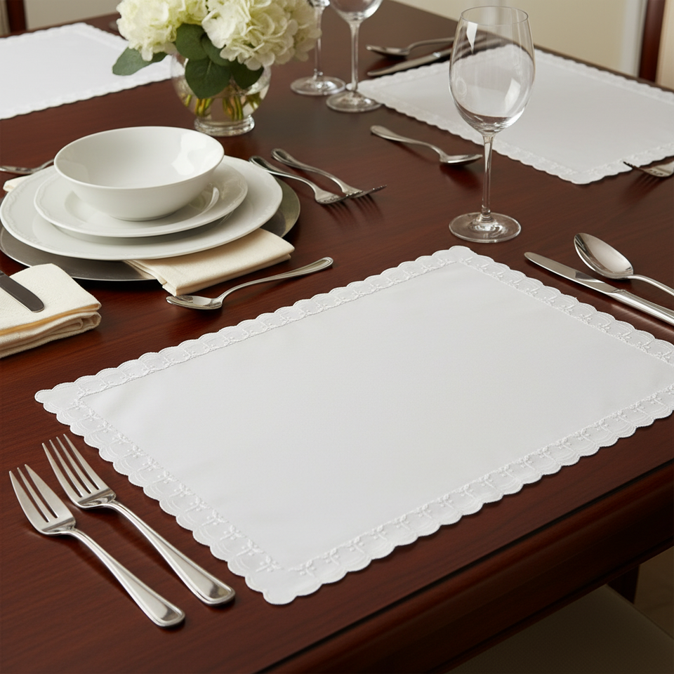 Jogo Americano Retangular Cetim Nobre Off White 35x50cm