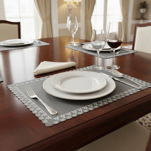 Jogo Americano Retangular Cetim Nobre Chumbo 35x50cm