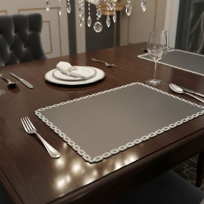 Jogo Americano Retangular Corrente Cinza 35x50cm