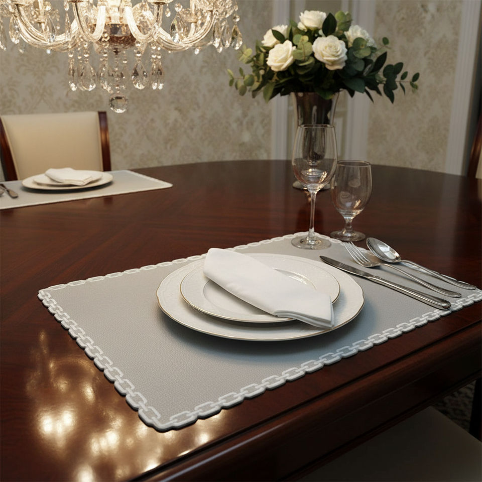 Jogo Americano Retangular Corrente Bege 35x50cm