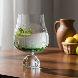 Taça para Água Vidro Transparente e Verde 600ml