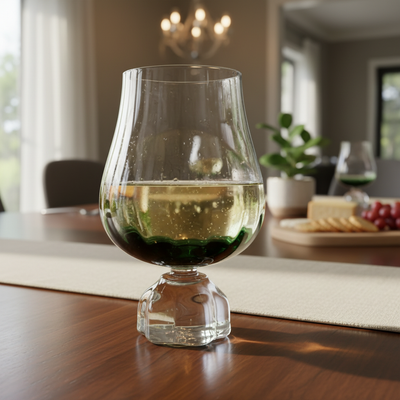 Taça para Vinho Branco Vidro Transparente e Verde 600ml