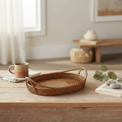 Bandeja em Rattan Bahali 55x39x11cm