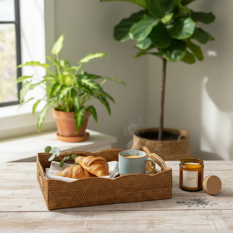 Bandeja em Rattan Bahali 40x30x9,5cm